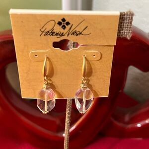NWT Patricia Nash Gold Crystal Drop Fishhook Earrings #PNER